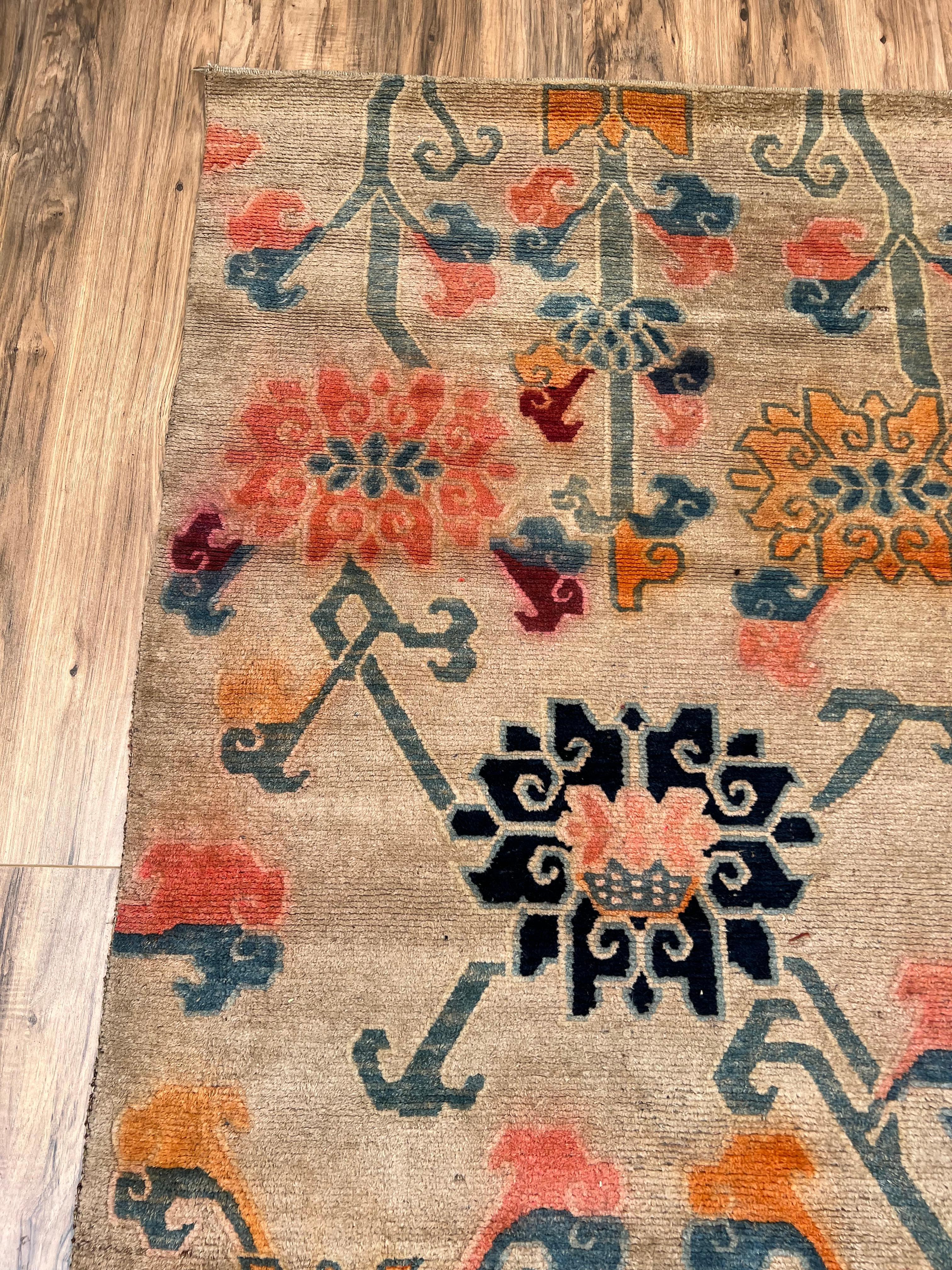 20ième siècle Tapis tibétain ancien Khaden, vers Début du 20ème siècle - 2'10 x 5'4 en vente