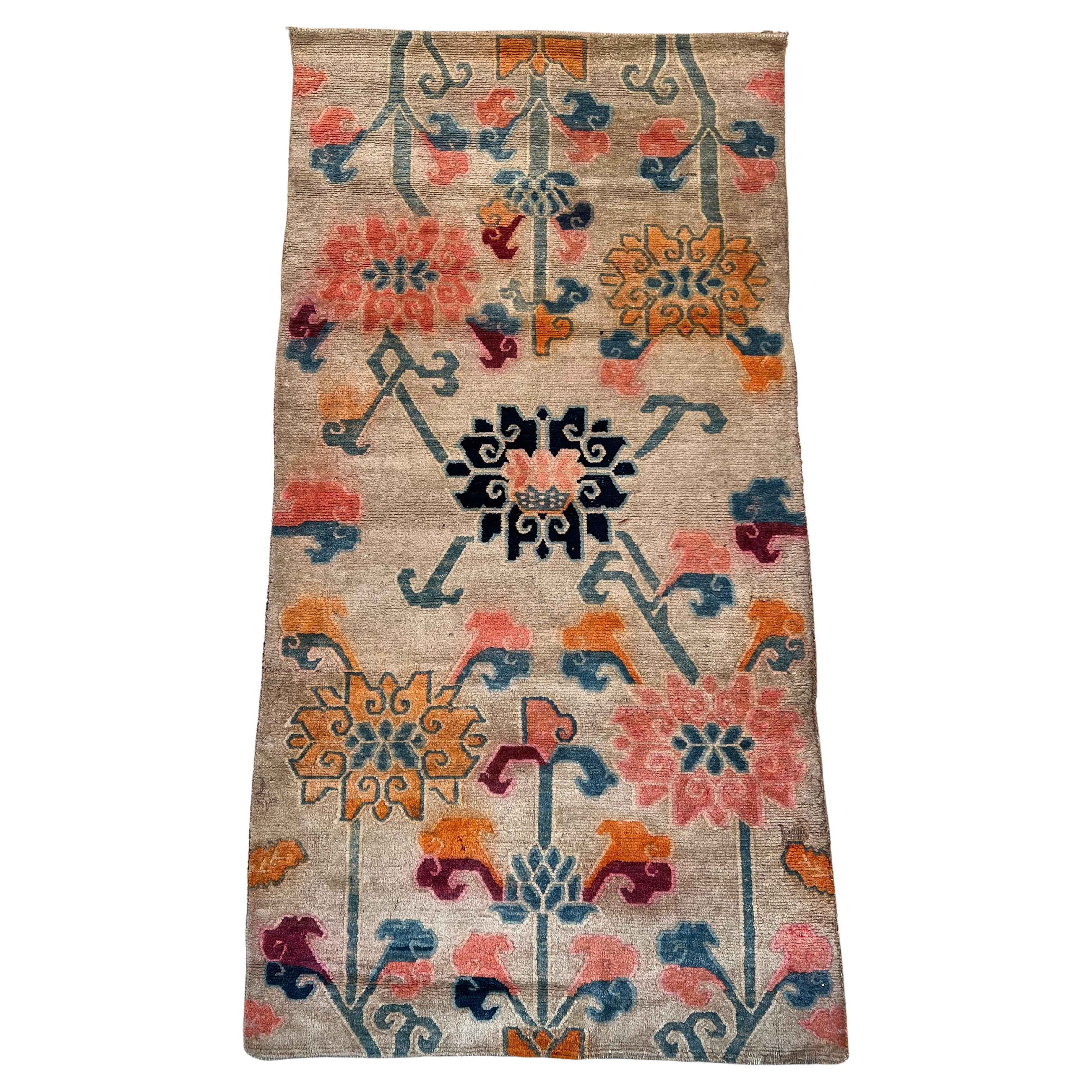 Alfombra tibetana antigua Khaden, c. Principios del siglo XX - 2'10" x 5'4"