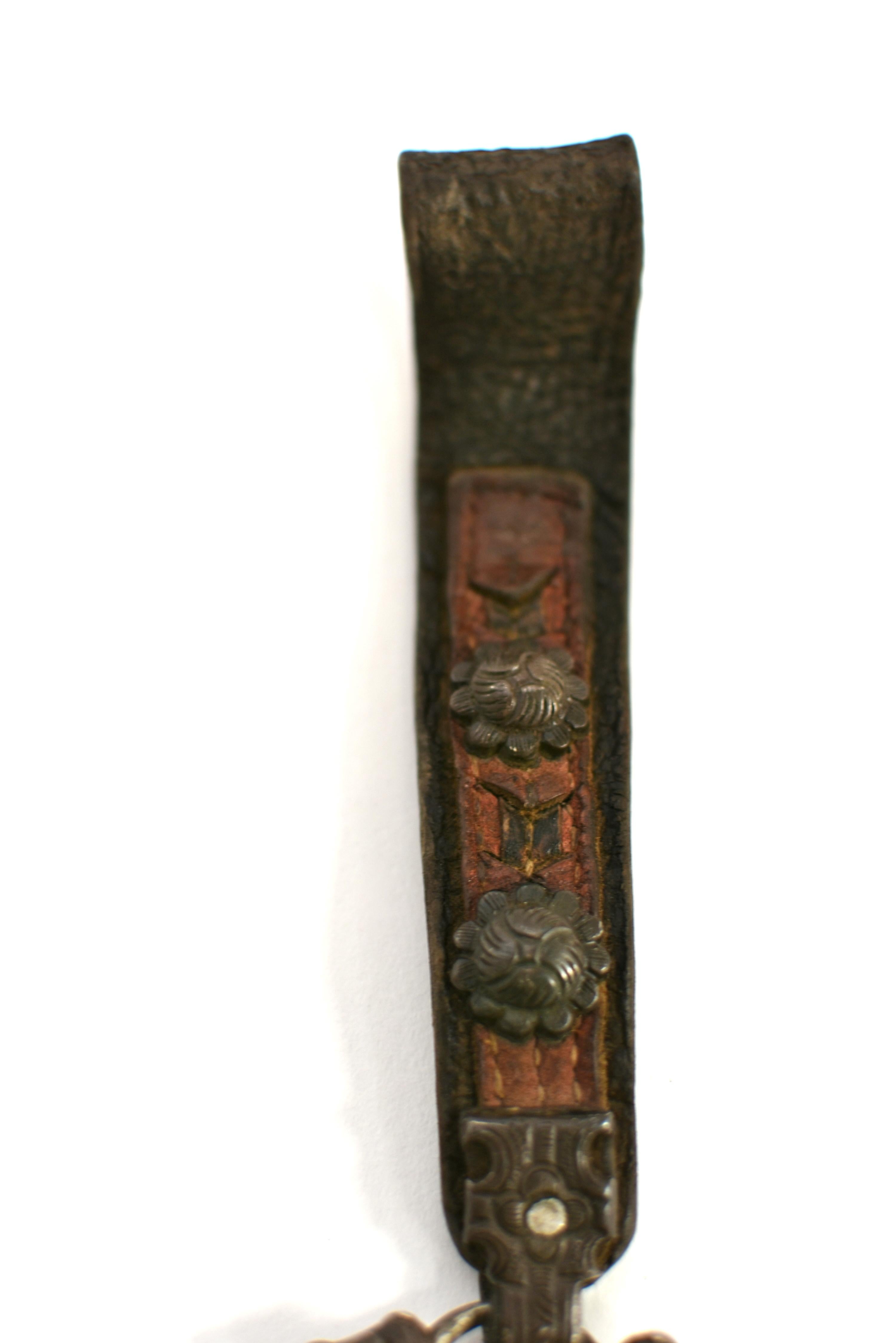 Hand-Crafted Antique Tibetan Leather Pilgrim Pouch with Coral Bead
