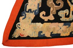 Antique Tibetan Lotus Flower Design Wool Rug, 1880-1900