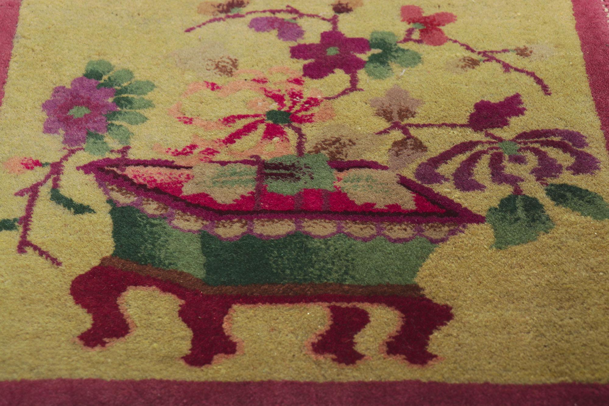 Antiker tibetisches Meditations-Teppich – chinesischer Art déco-Teppich (Handgeknüpft) im Angebot