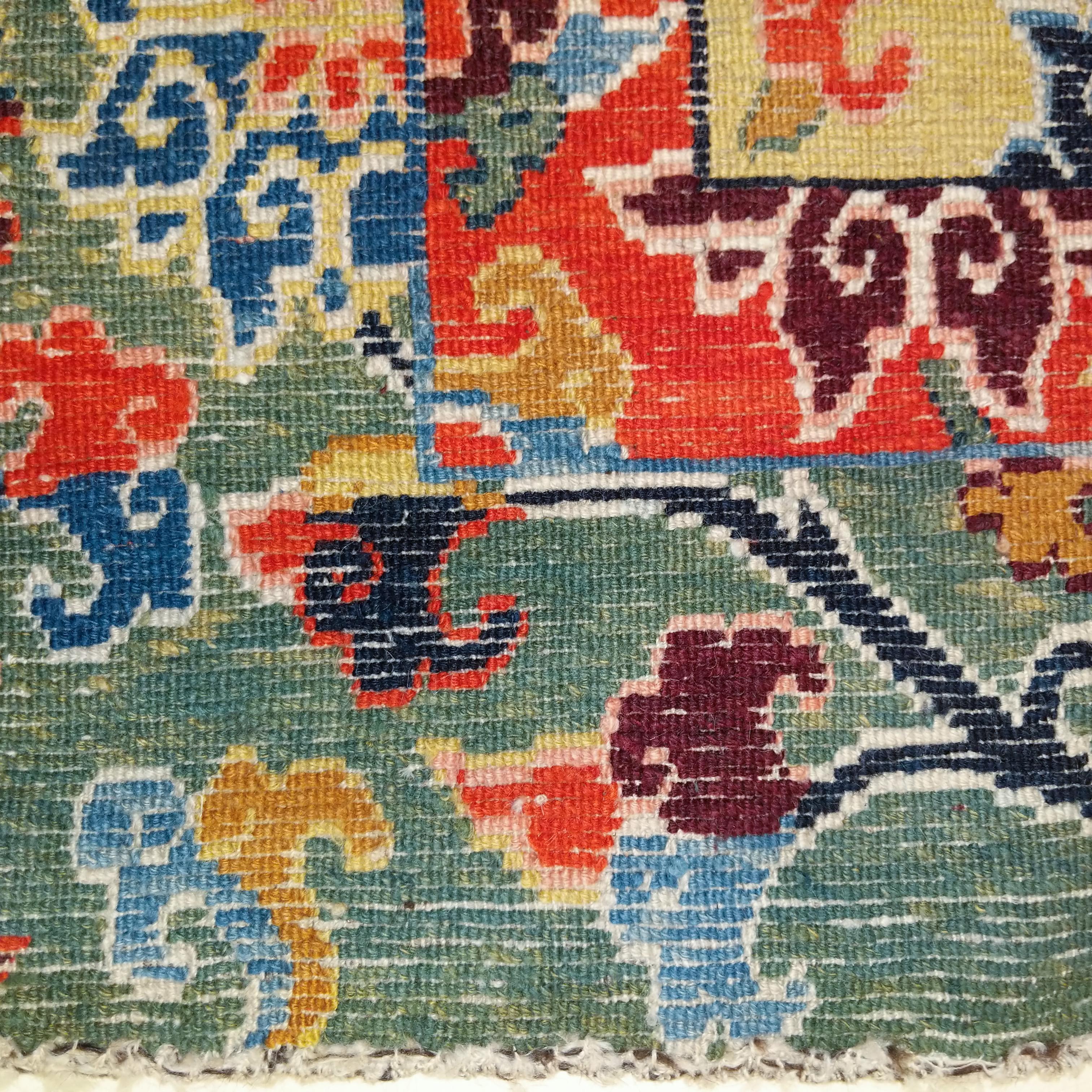 Wool Antique Tibetan Meditation Rug for a High Lama