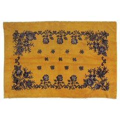Ancien tapis tibétain minimaliste à motifs floraux, vers 1920
