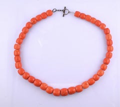 Antique Tibetan Momo Coral Graduated Bead Necklace 127 Grams