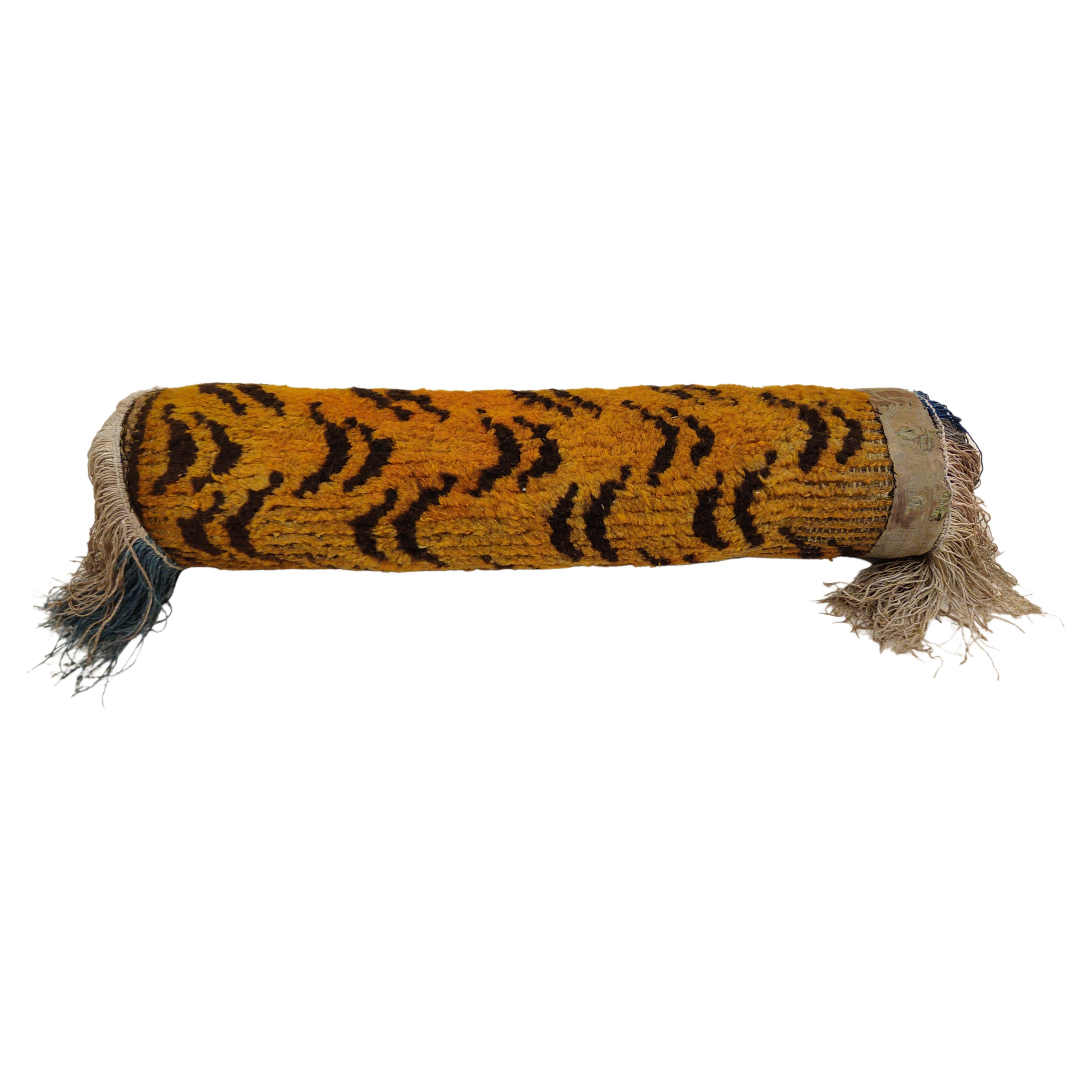 Antique Tibetan Monastic Tiger Rug For Sale