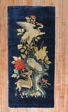 Antique Tibetan  Pictorial Throw Rug
