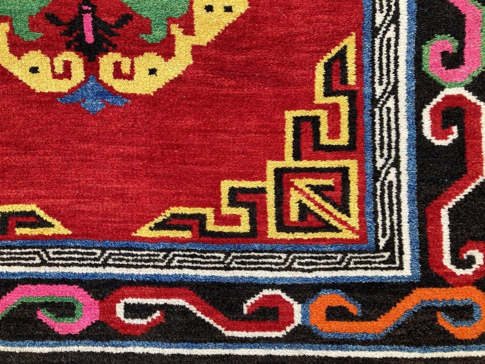 Antiker Tibetischer Teppich 1.70m X 0.97m (Wolle) im Angebot
