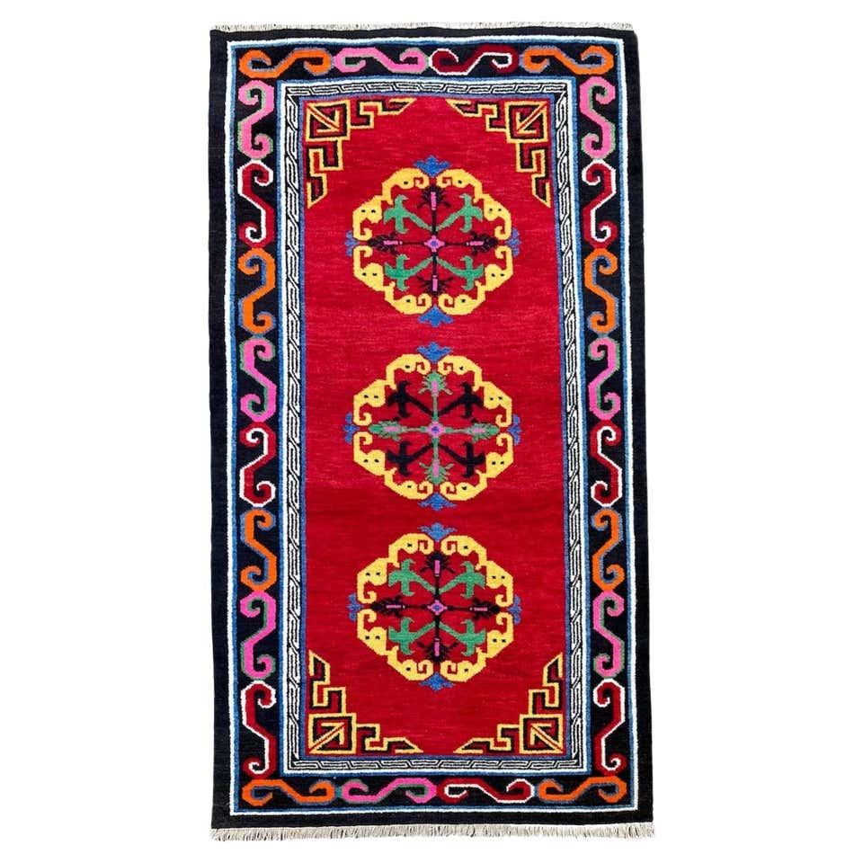 Antique Ochre Tibetan Lotus Flower Design Rug at 1stDibs | lotus flower ...