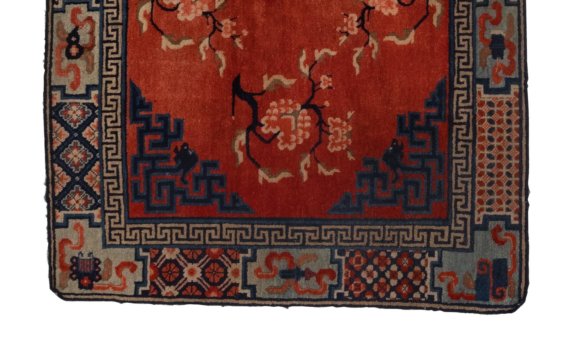 Hand-Knotted Antique Tibetan Rug For Sale