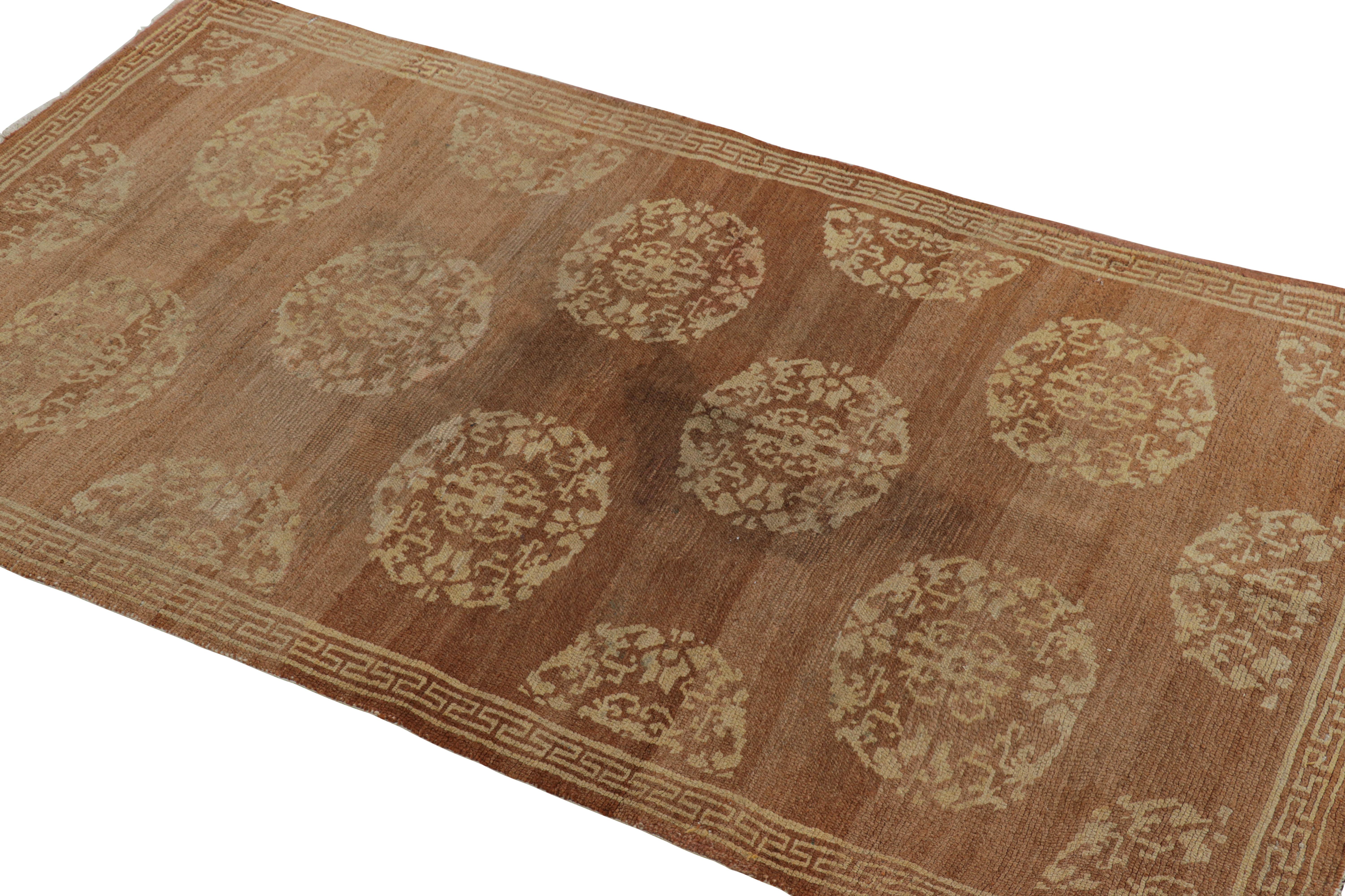 Antique Tibetan Rug in Brown with Beige Medallions, from Rug & Kilim In Good Condition In Long Island City, NY