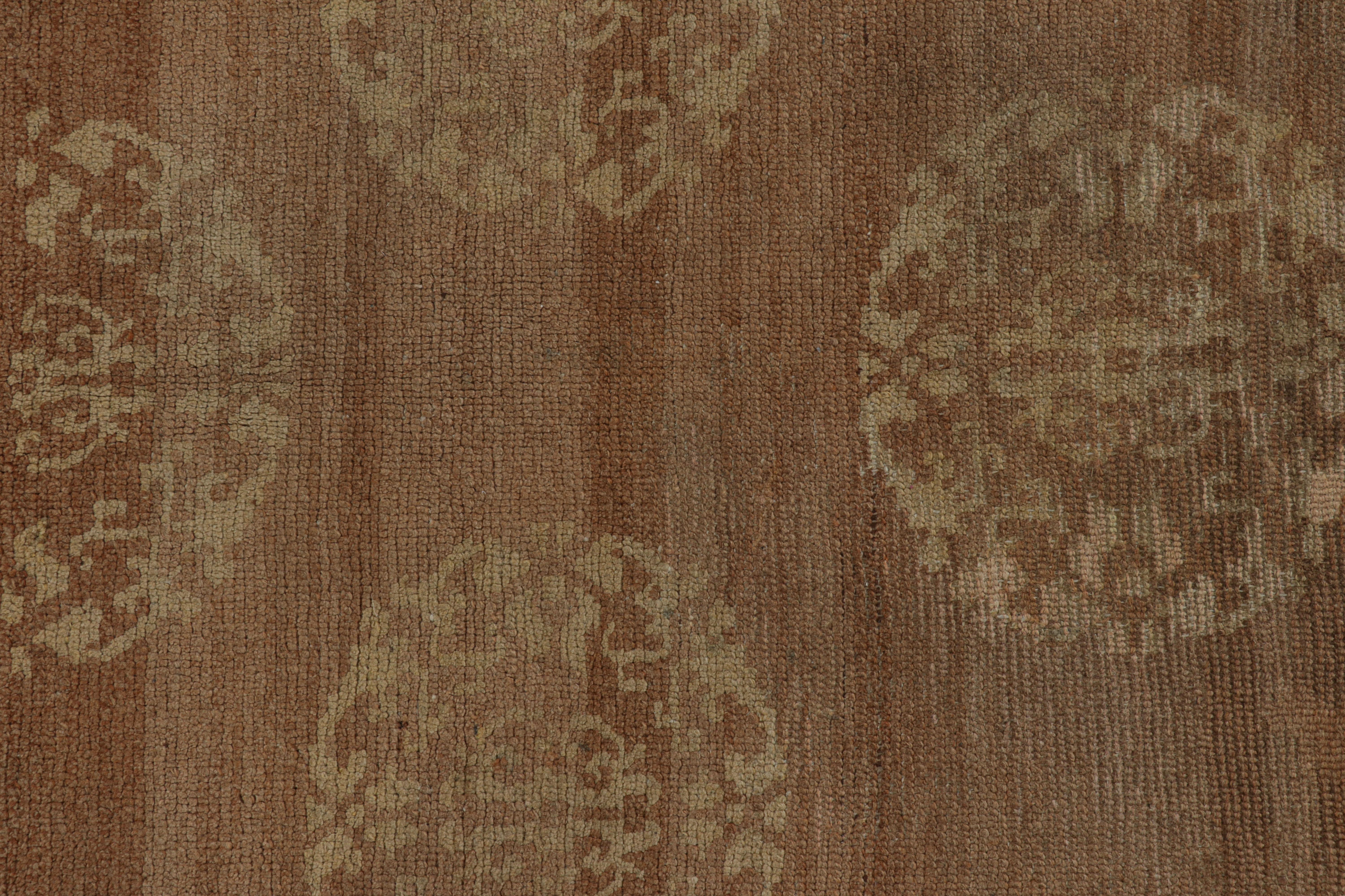 Wool Antique Tibetan Rug in Brown with Beige Medallions, from Rug & Kilim