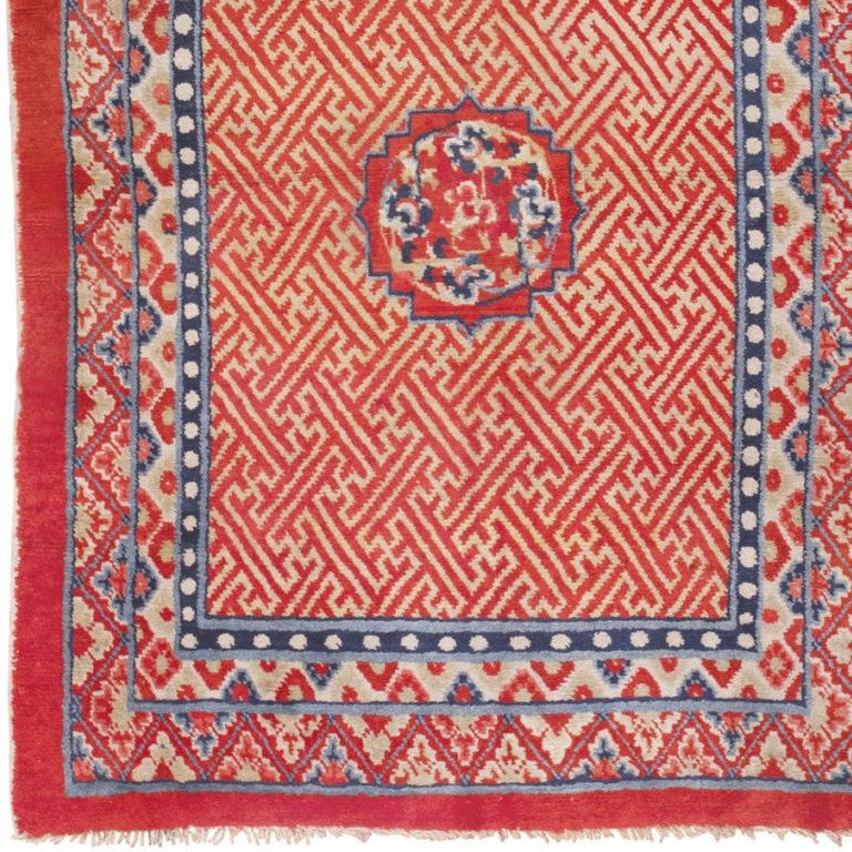 Nepalese Antique Tibetan Rug. Size: 4 ft 2 in x 5 ft 8 in (1.27 m x 1.73 m)