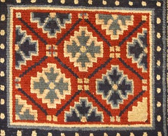 Antique Tibetan Rug Snowflakes Design with Medallion Multi-Color, 1900-1920