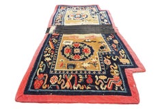 Antique Tibetan Saddle Rug, Hand-Knotted Wool, Floral