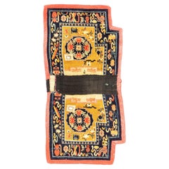 Antique Tibetan Saddle Rug, Hand-Knotted Wool, Floral