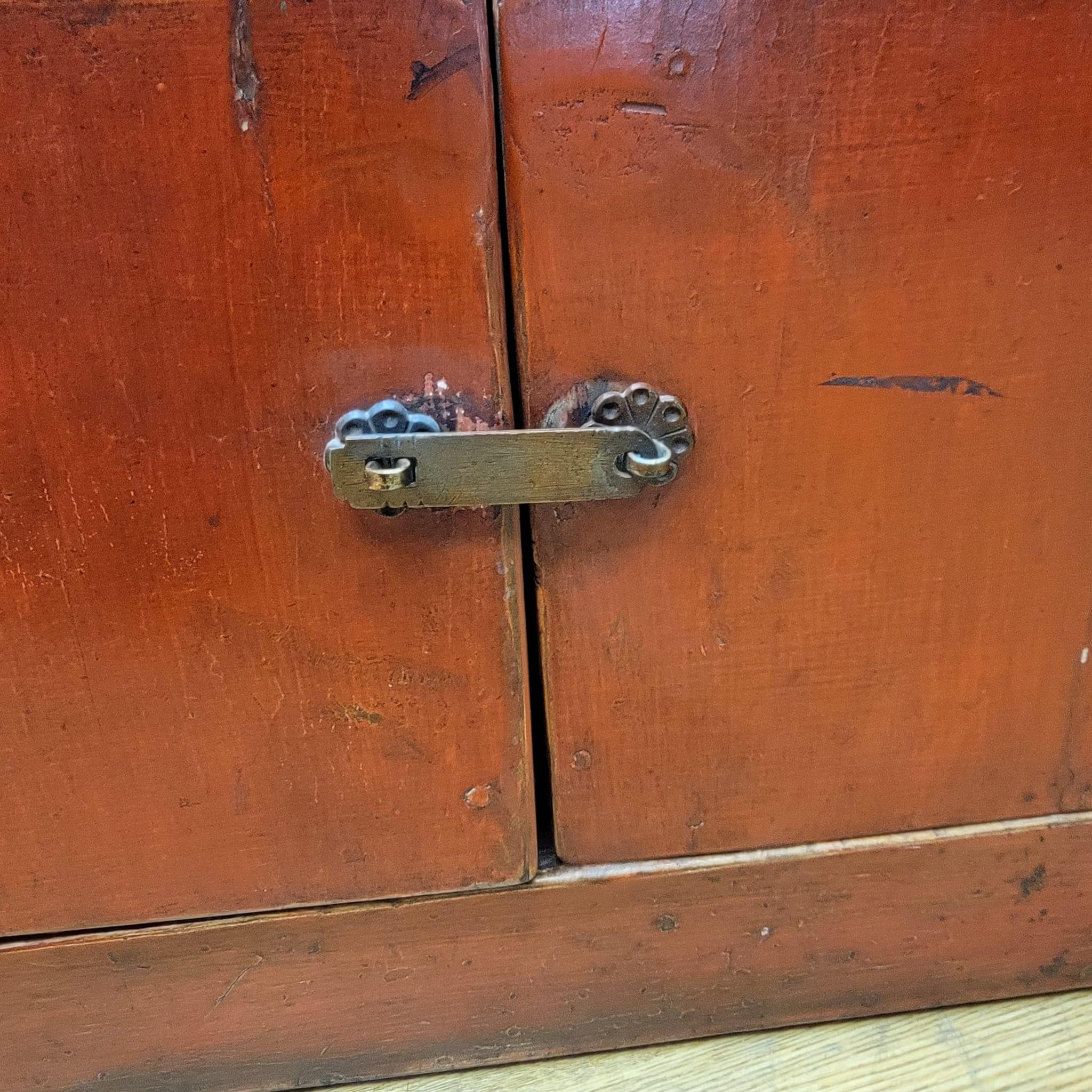 Antique Tibetan Small Elm Red Lacquer 2 Door Chest

This small elm wood cabinet from Tibet was used as storage for valuables and important documents. Original red lacquer and patina. 

