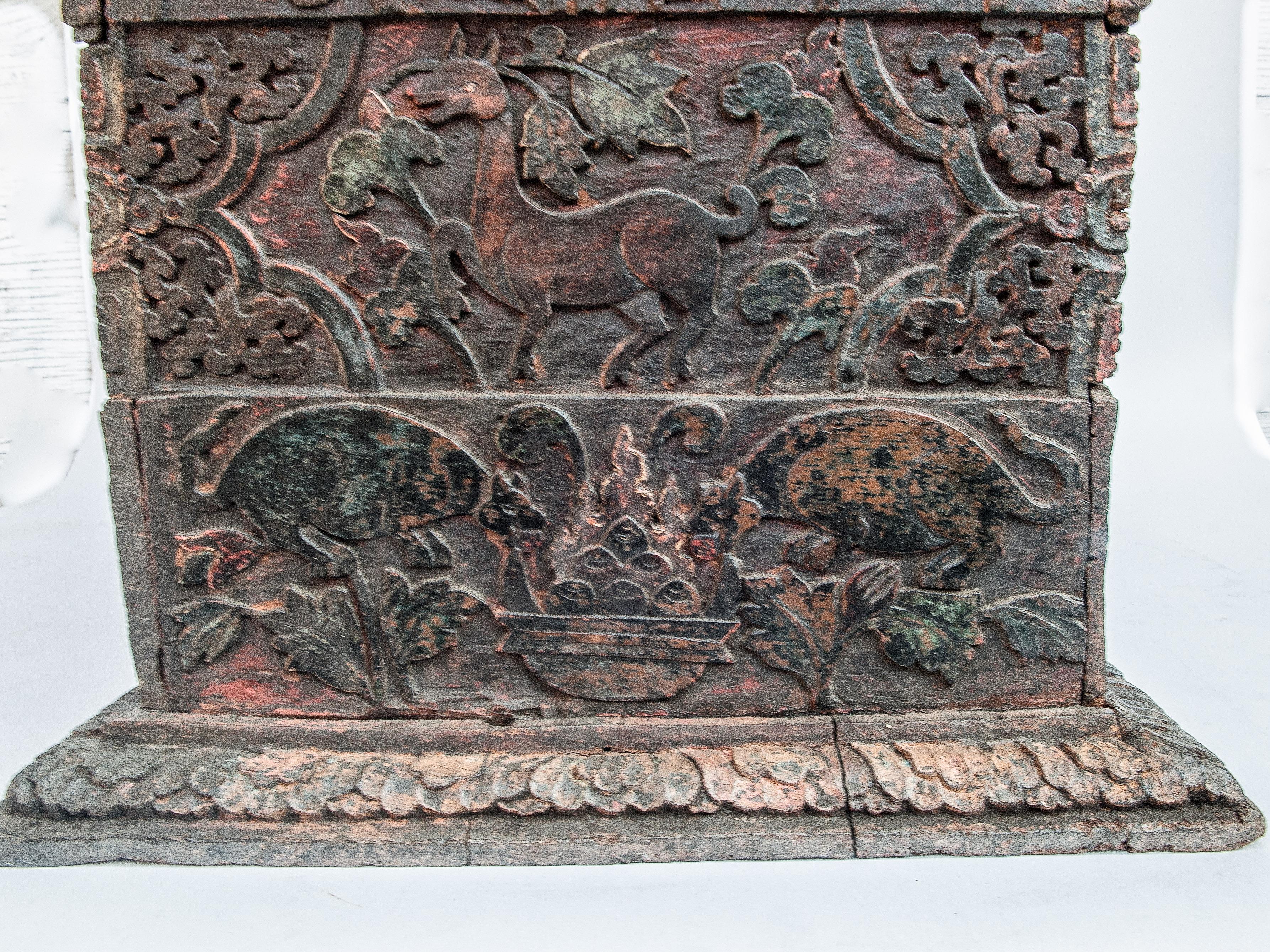 Antique Tibetan Style Religious Storage Box from Bhutan, 19th Century or Earlier 1