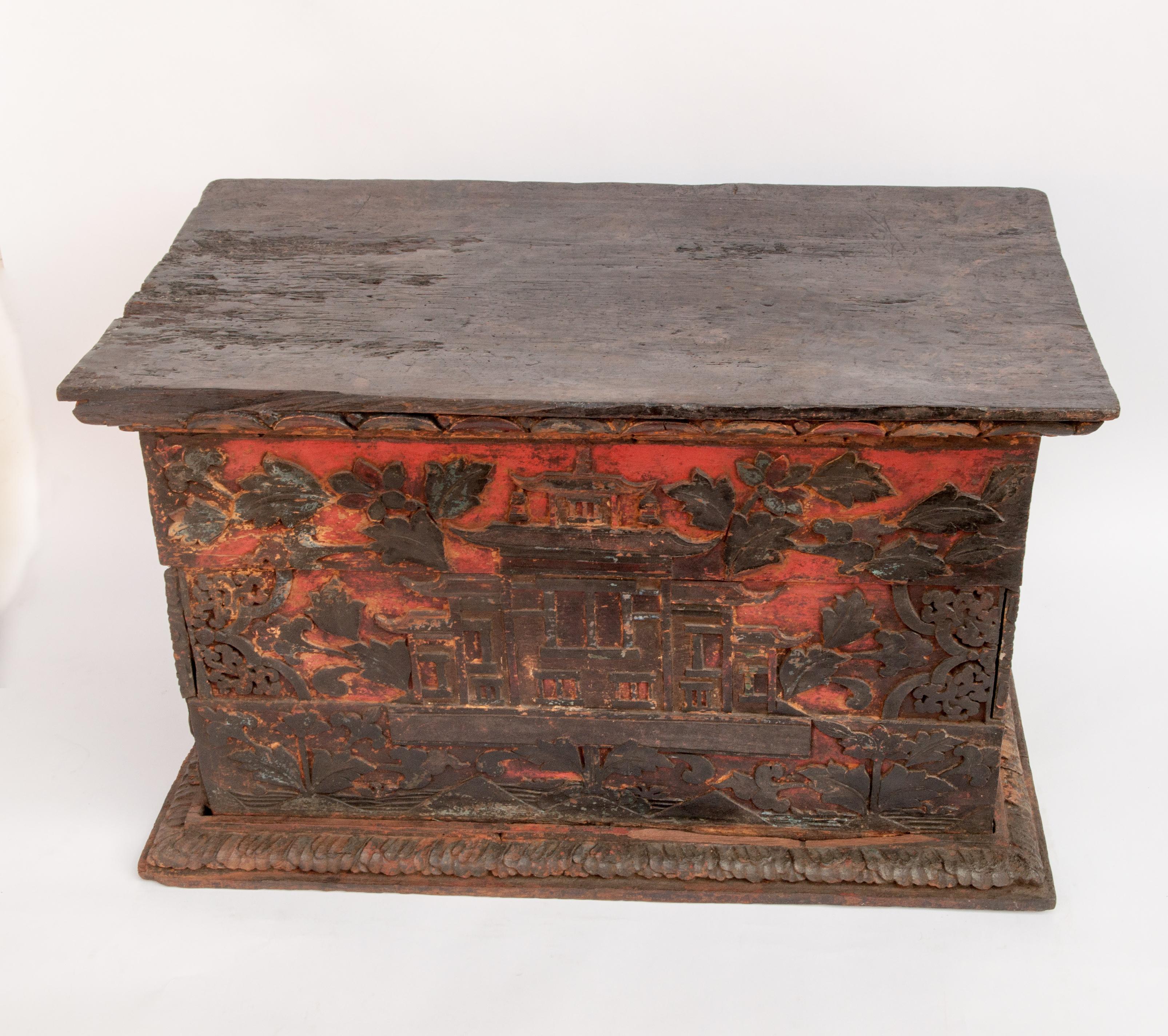 Antique Tibetan Style Religious Storage Box from Bhutan, 19th Century or Earlier 2