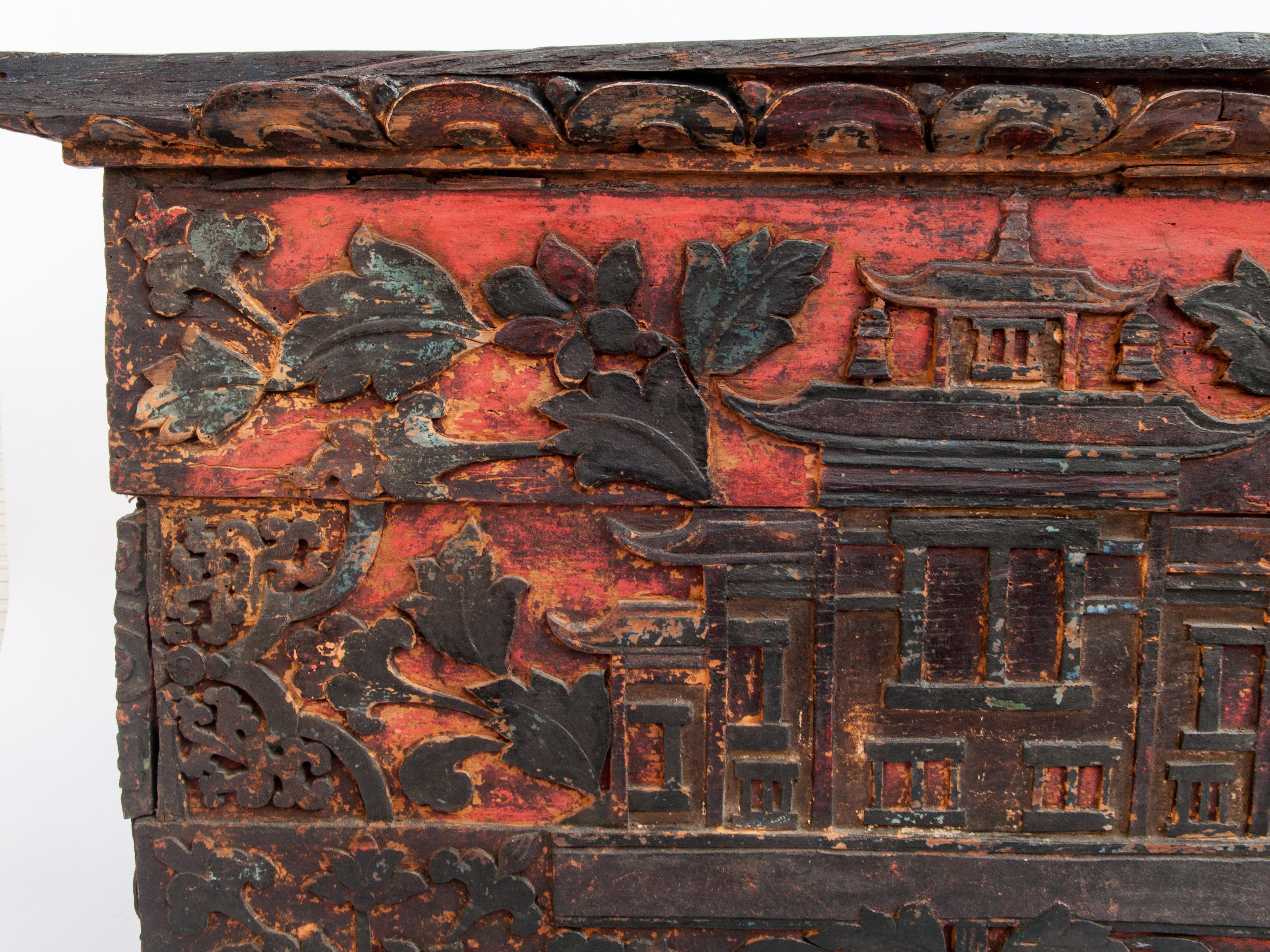 Antique Tibetan Style Religious Storage Box from Bhutan, 19th Century or Earlier 4