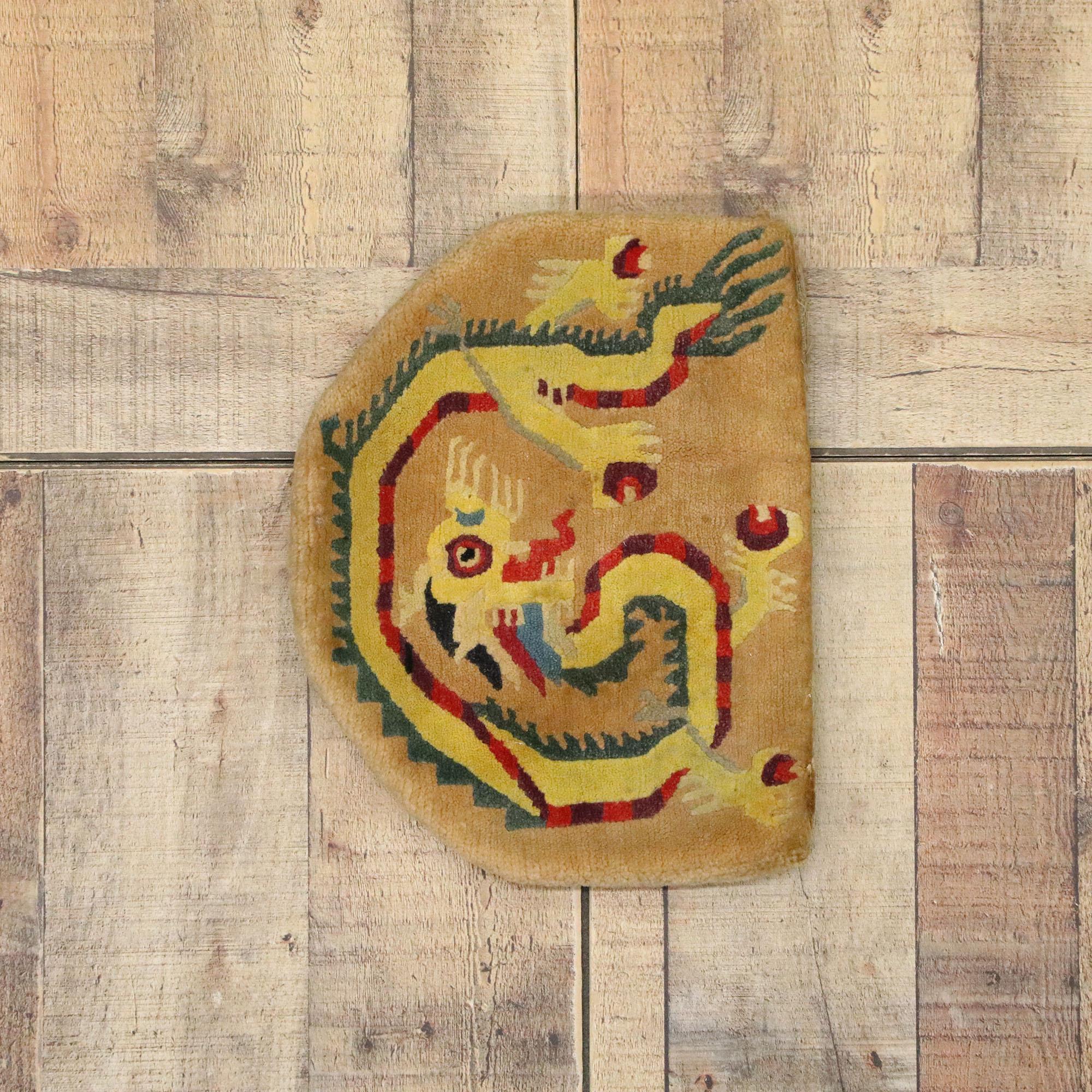 Antique Tibetan Tea Cozy with Dragon Design In Good Condition For Sale In Dallas, TX