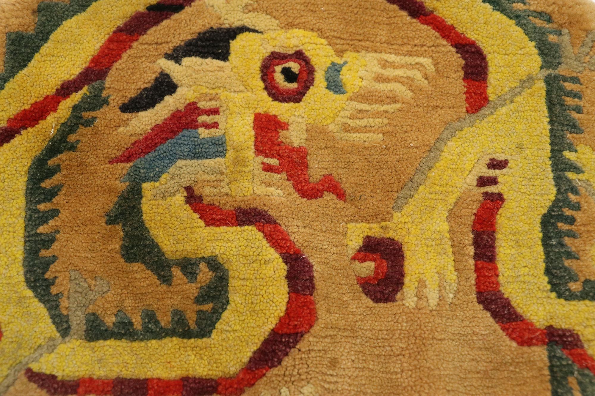 Late 19th Century Imperial Guardian: Antique Tibetan Dragon Tea Cozy Masterpiece For Sale 1