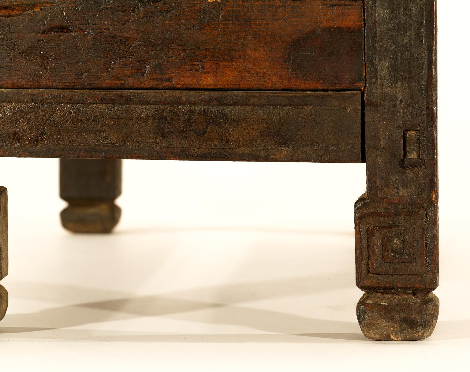 Antique Tibetan Wooden Tea Table, Storage Box or Chest For Sale 4