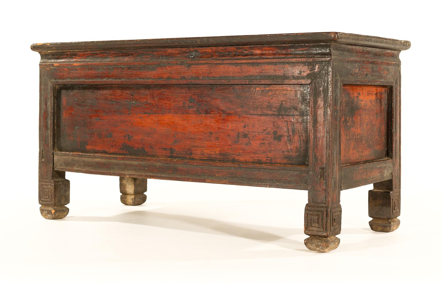 Antique Tibetan Wooden Tea Table, Storage Box or Chest For Sale 1