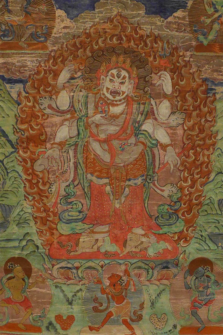Hand-Painted Antique Tibetan Thangka, 8098