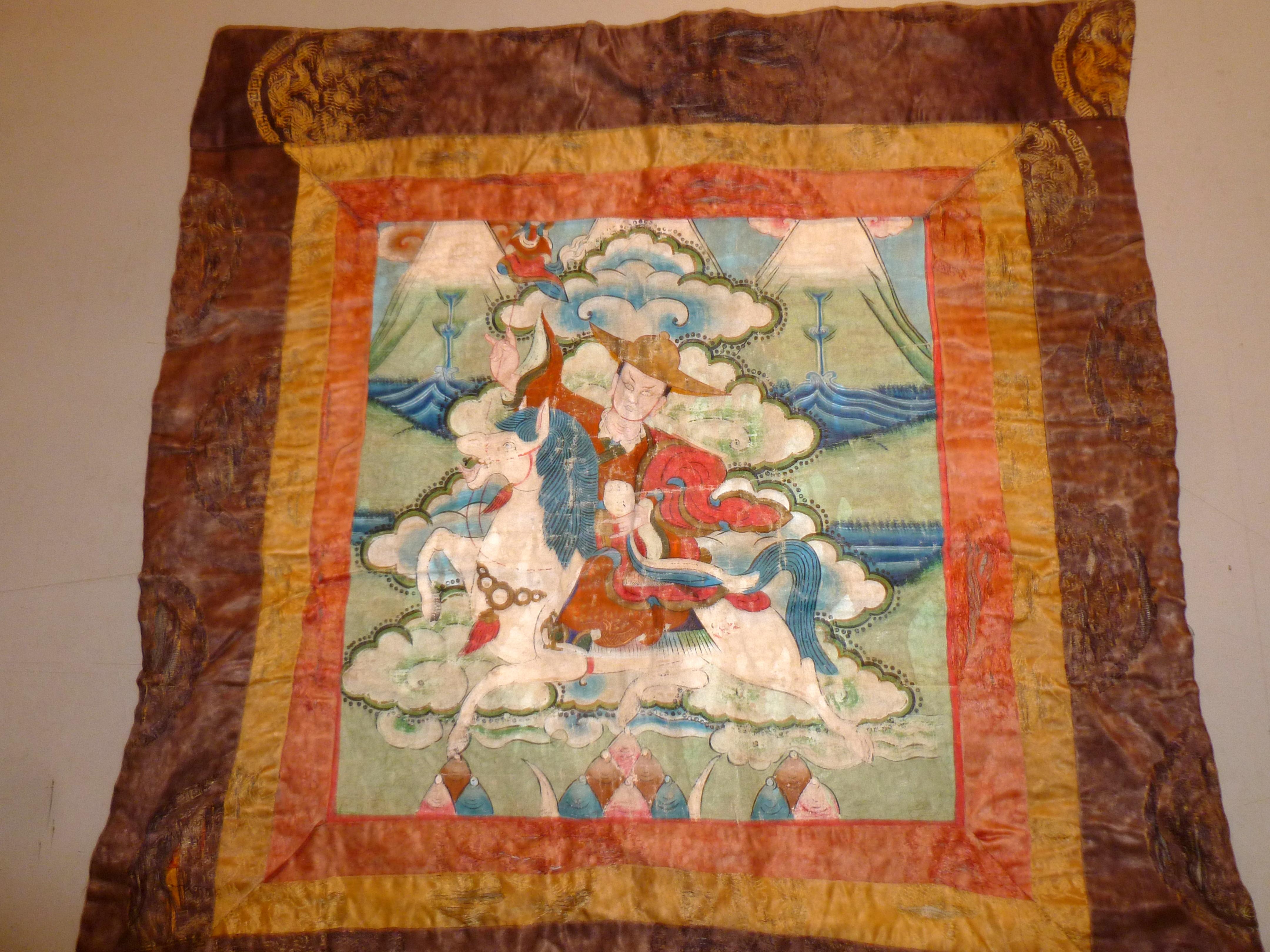 Hand-Painted Antique Tibetan Thangka For Sale
