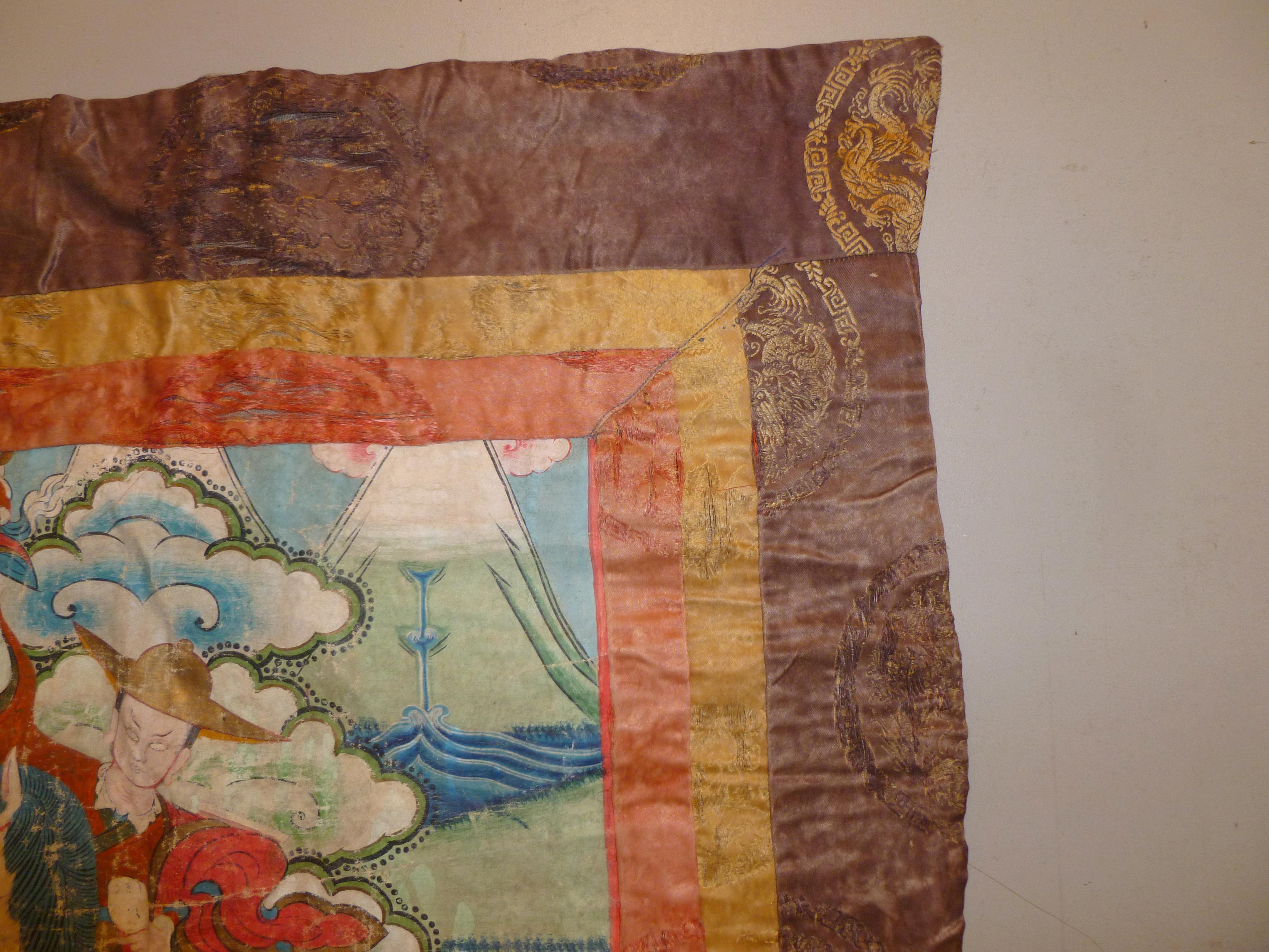 Fabric Antique Tibetan Thangka For Sale
