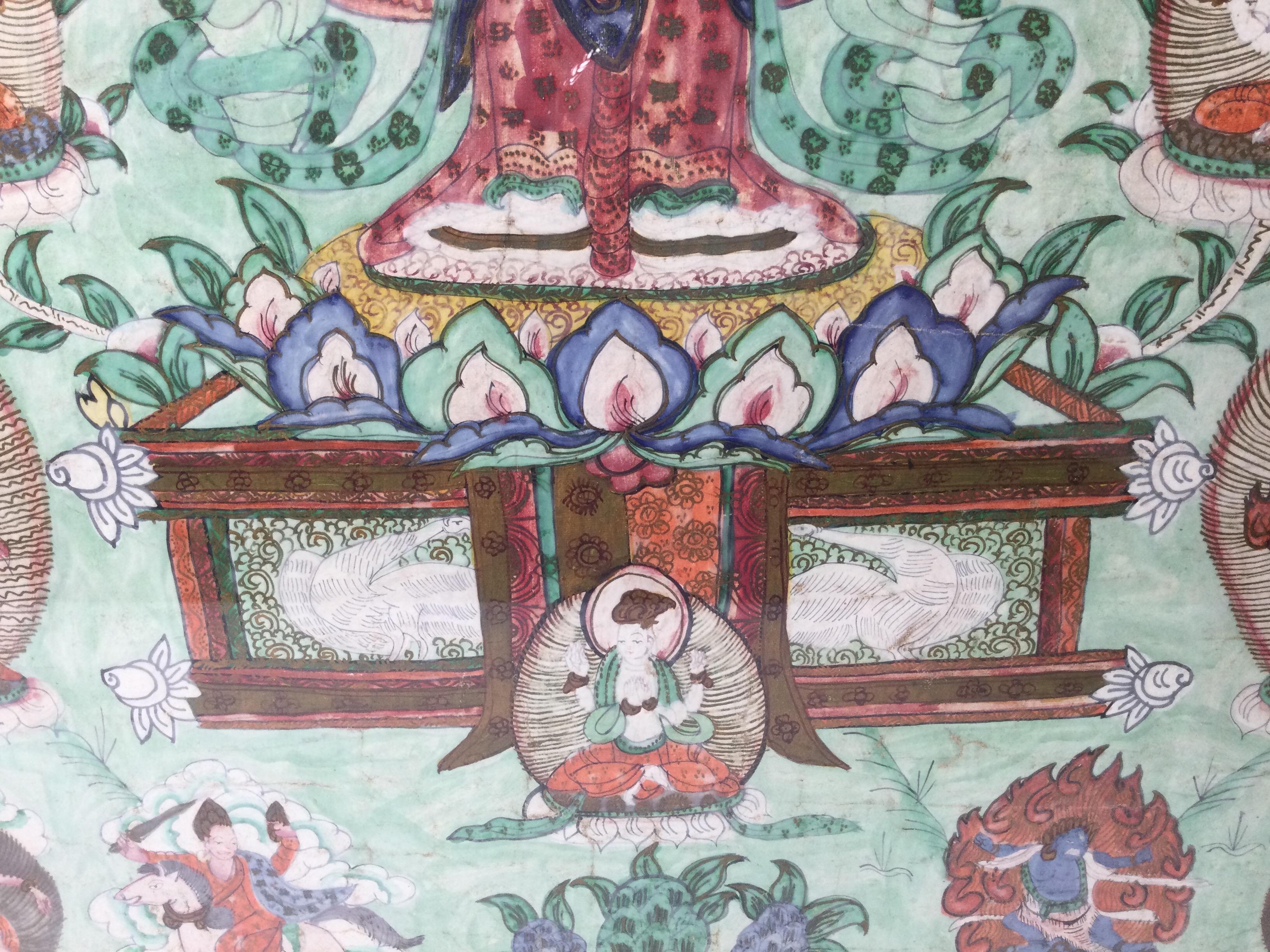 Peint à la main Ancienne tibétaine batike représentant une divinité en vente
