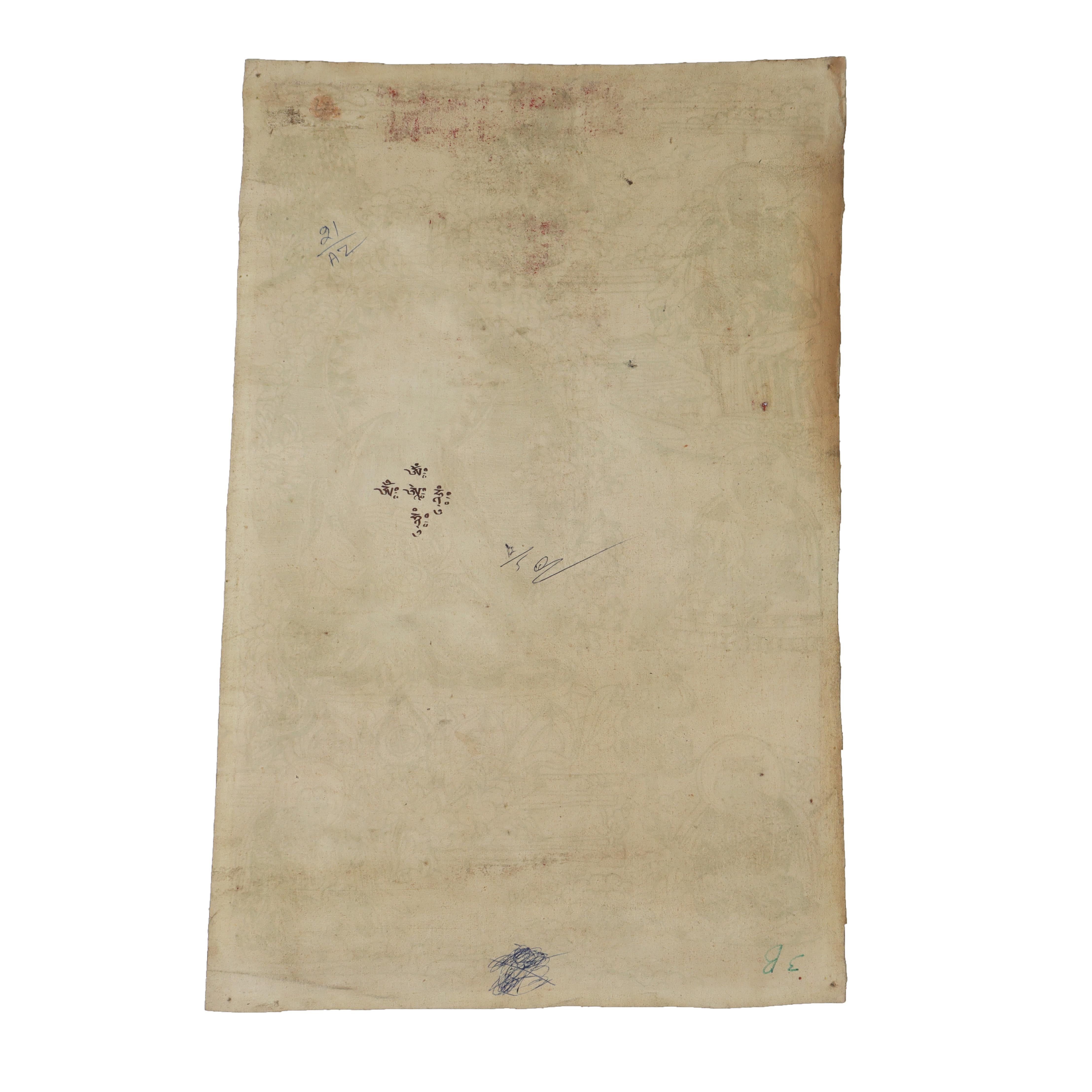 Ancienne peinture tibétaine Thangka avec figures, fond rouge, signée 19ème siècle en vente 4