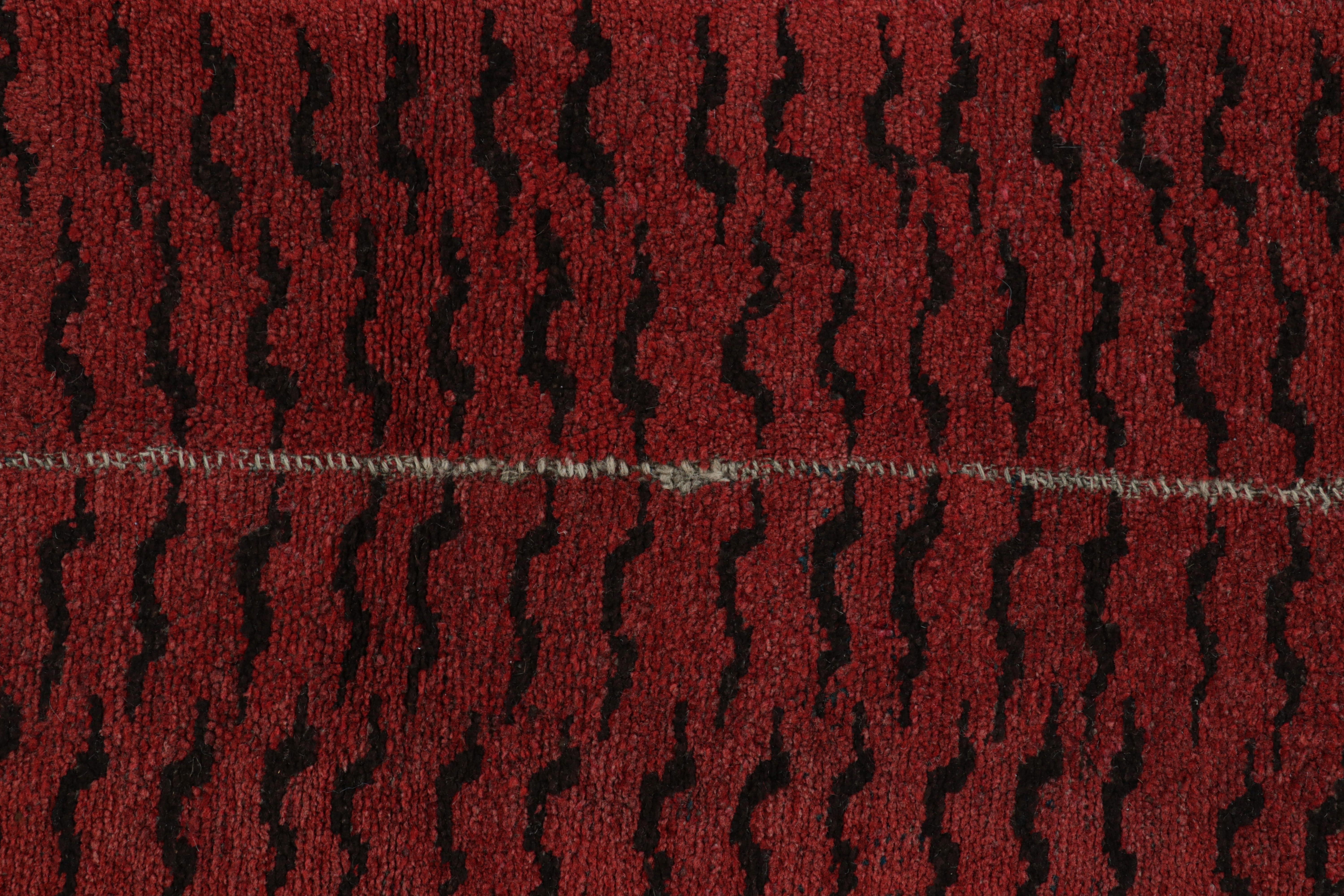 Hand-Knotted Antique Tibetan Tiger Rug in Red with Black Animal Print, from Rug & Kilim For Sale