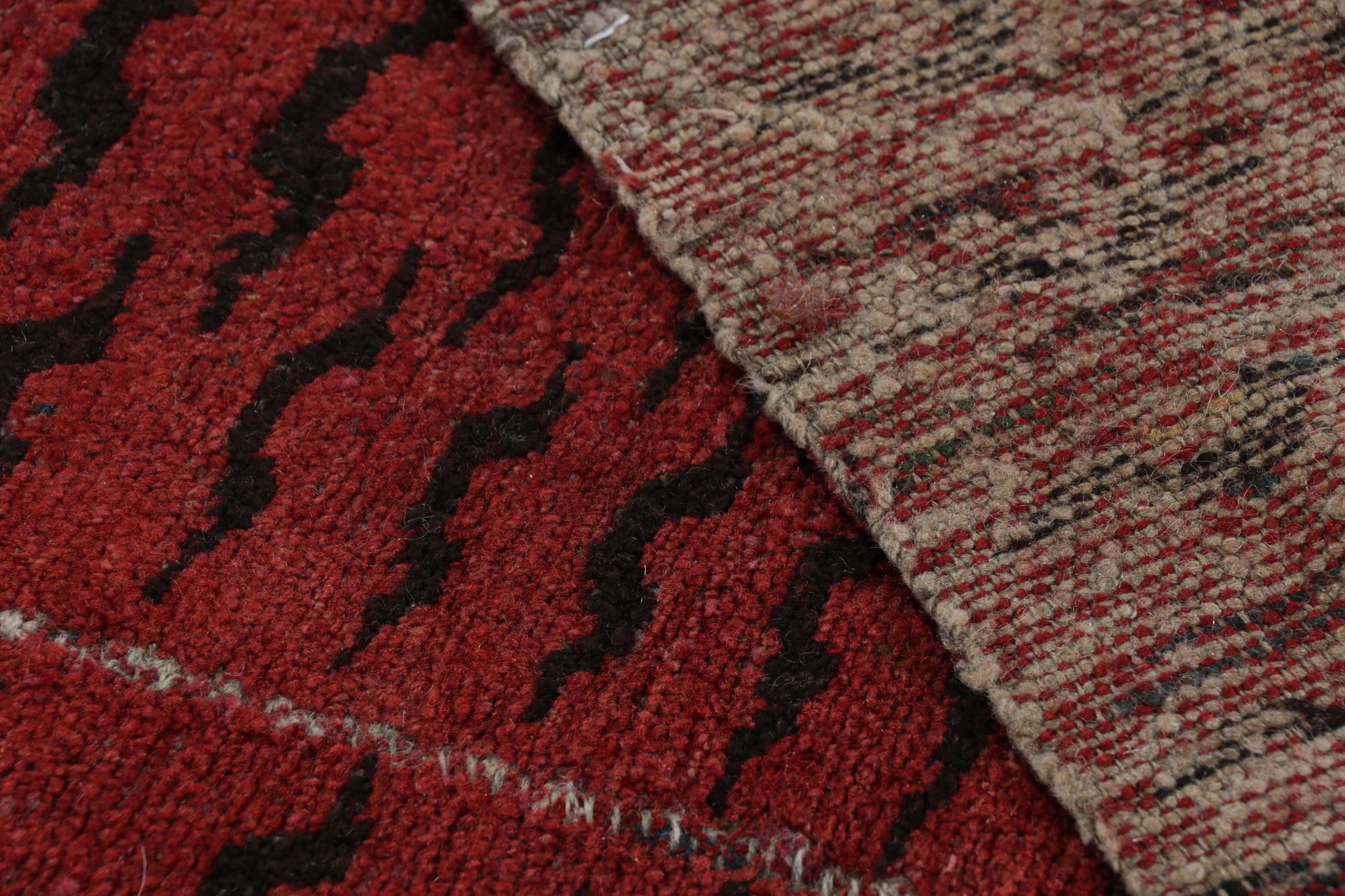 Antique Tibetan Tiger Rug in Red with Black Animal Print, from Rug & Kilim For Sale 1