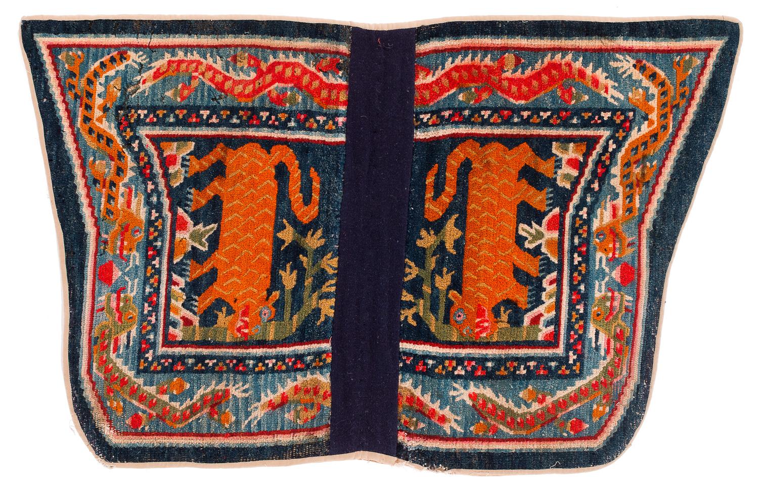 Antique Tibetan Tiger Wool Saddle Rug