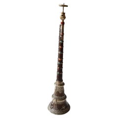Antique Tibetan Trumpet with coral silver and  Turquoise Asian Tibet Antiques
