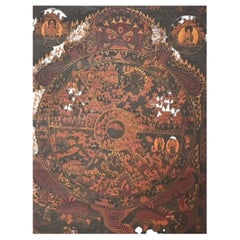 Antique Tibetan Wheel of Life Thangka, Hand-Painted Buddhist Painting