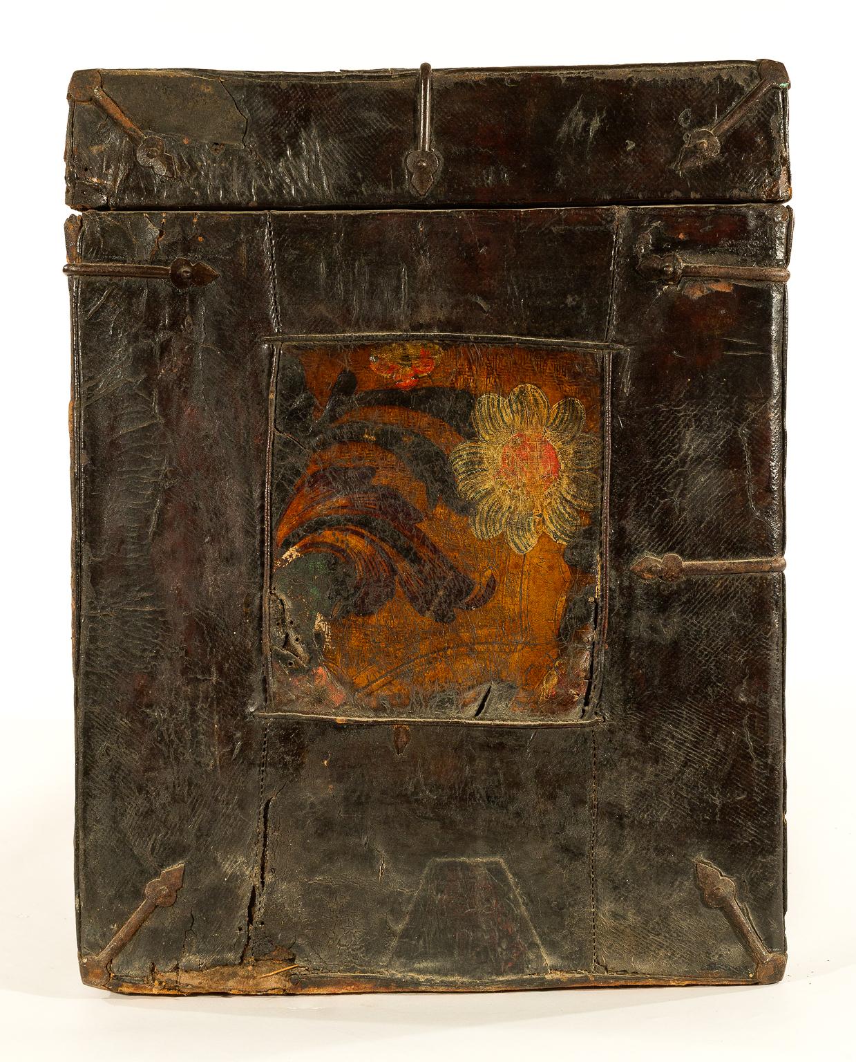 Leather Antique Tibetan Wood Chest