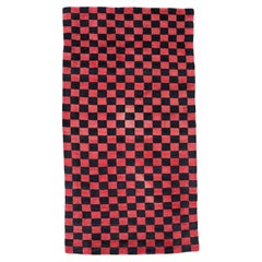 Antique Tibetan Wool Checkerboard Rug, Early 20th Century