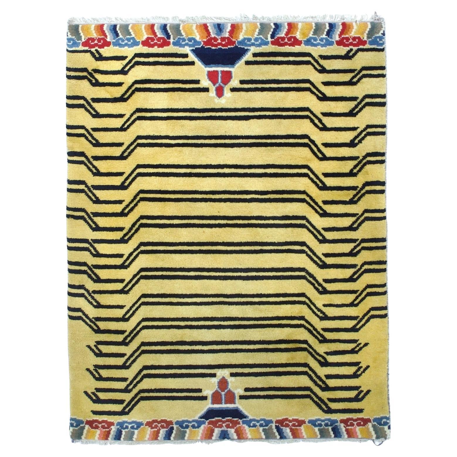 Antique Tibetan Wool Rug 4'10" x 6’3"
