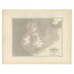 Antique Tidal Chart of the British Seas by Johnston, '1850'