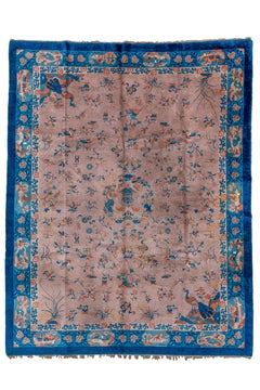 Antique Tientsin Chinese Rug with Tan Field and Allover Chinese Motives