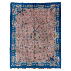 Vintage Tientsin Chinese Rug with Tan Field and Allover Chinese Motives
