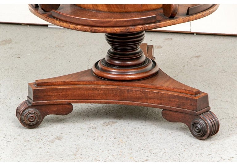 Antique Tiered Burled Mahogany Rotating Center Table with Cellerette