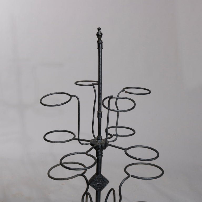 Antique Tiered Wrought Iron Patio Garden Plant Display Stand, circa