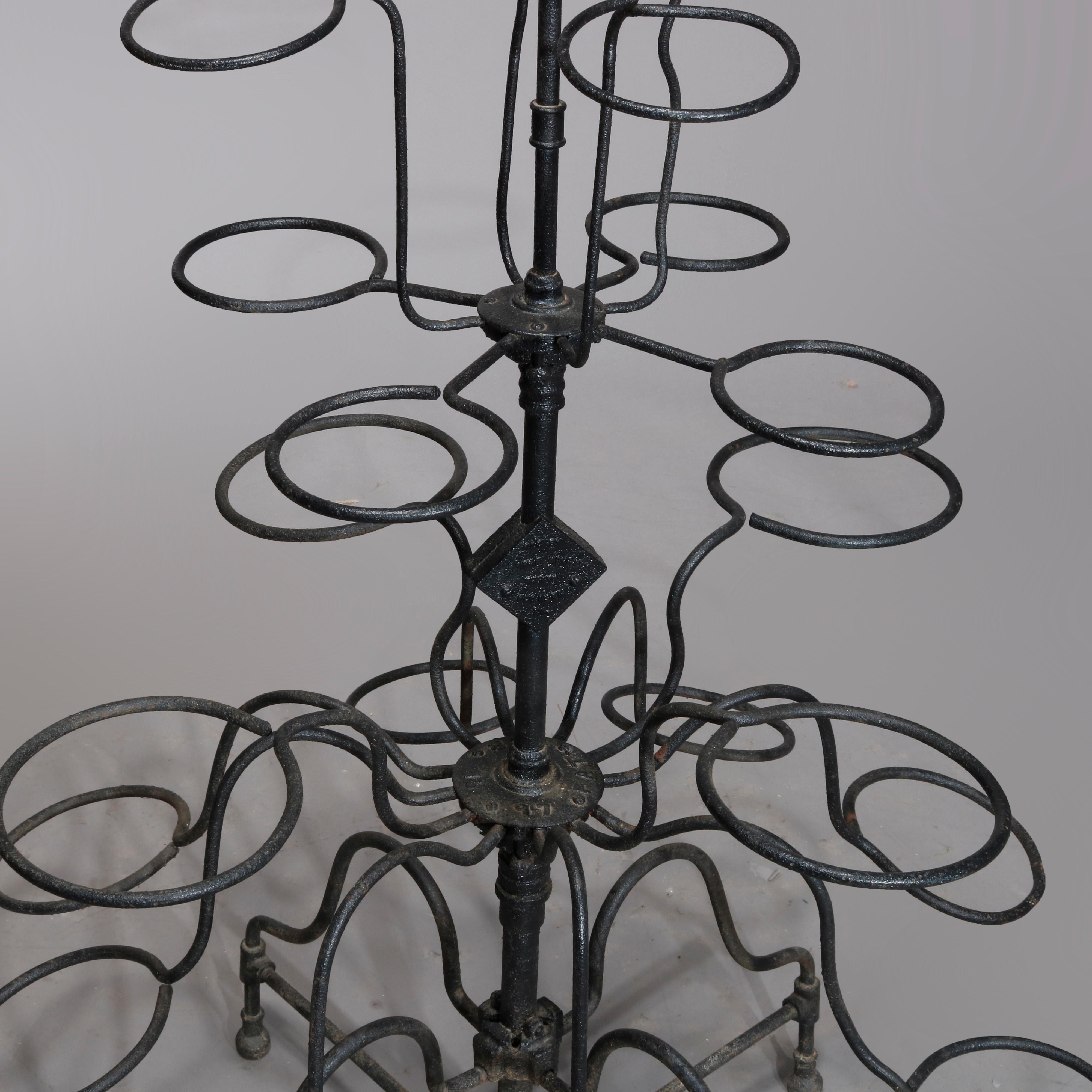 Late Victorian Antique Tiered Wrought Iron Patio Garden Plant Display Stand, circa 1890