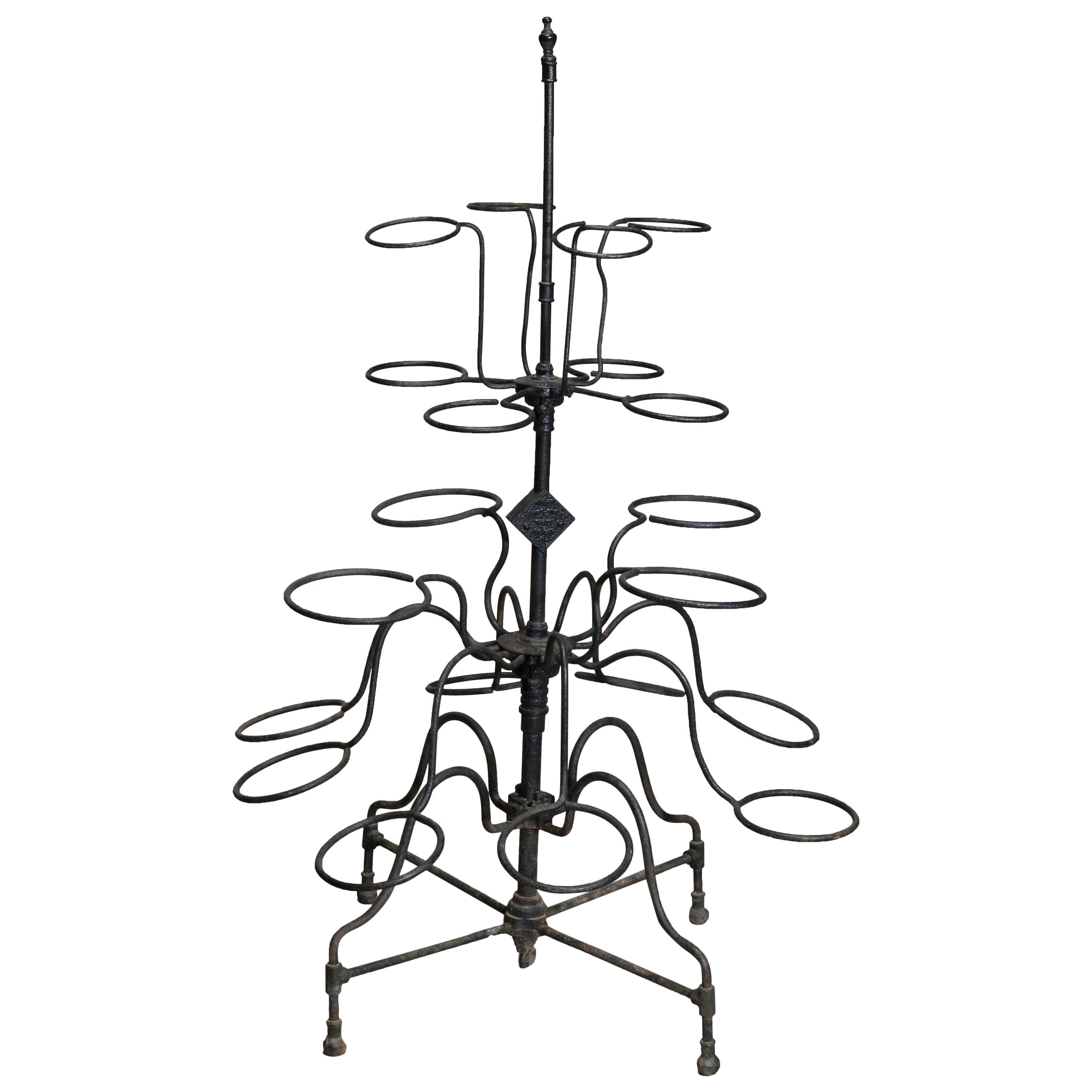 Antique Tiered Wrought Iron Patio Garden Plant Display Stand, circa 1890