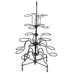 Antique Tiered Wrought Iron Patio Garden Plant Display Stand, circa 1890