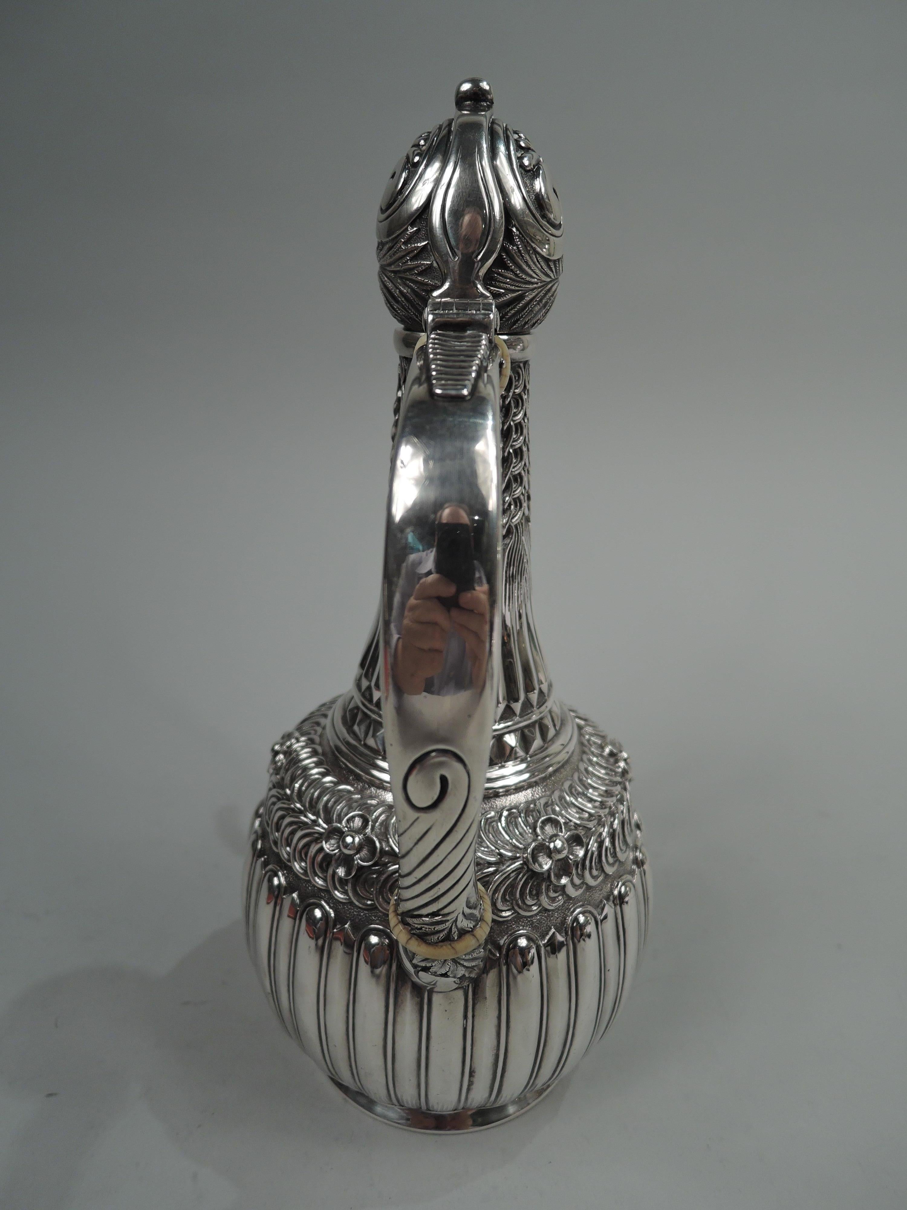 Aesthetic Movement Antique Tiffany Aesthetic Exotic Sterling Silver Turkish Coffeepot For Sale