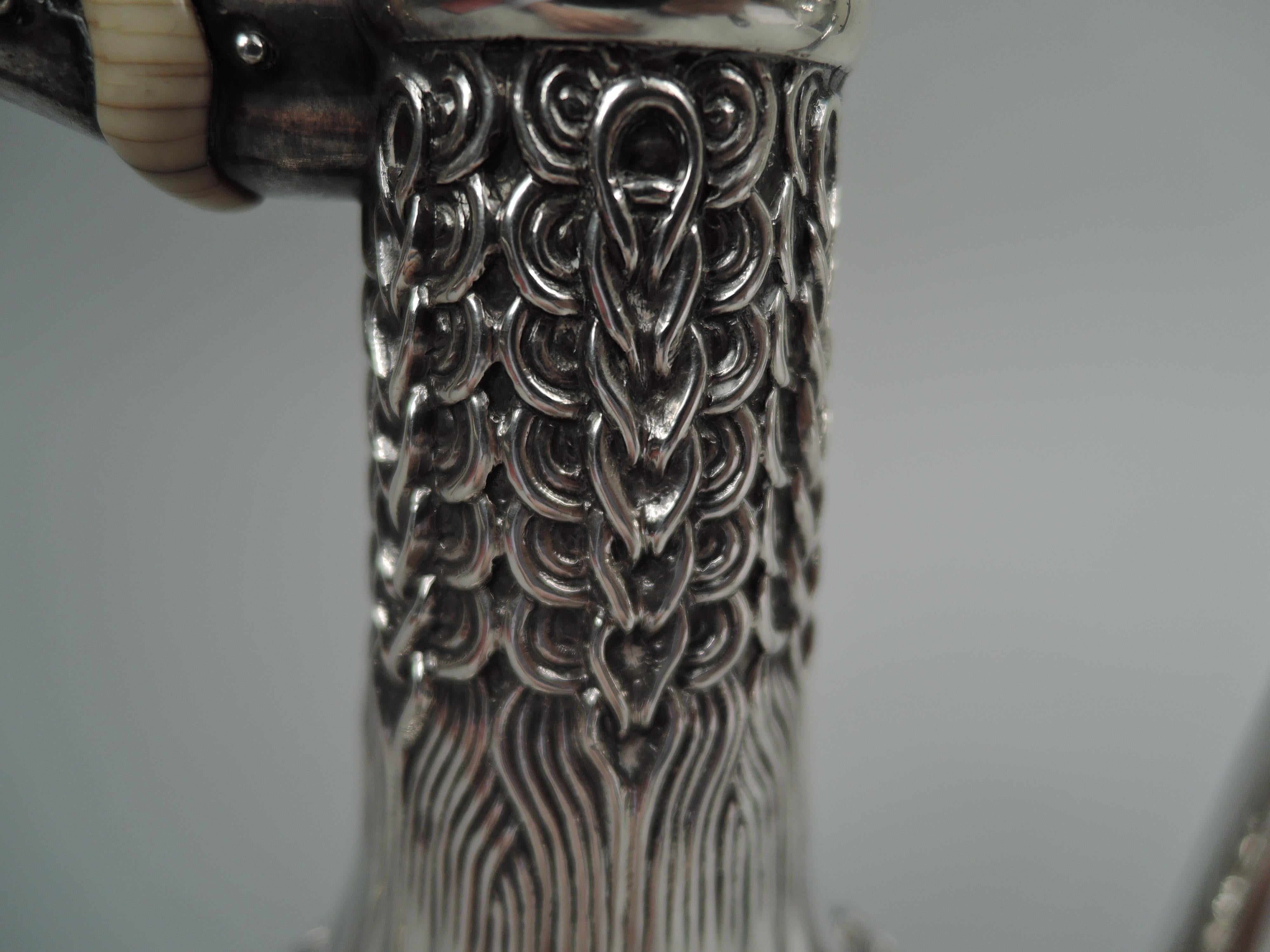 19th Century Antique Tiffany Aesthetic Exotic Sterling Silver Turkish Coffeepot For Sale